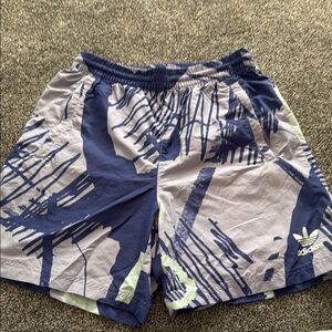 Adidas Blue and Gray Patterned Shorts